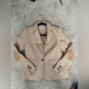 LOFT Beige Blazer with Tan Elbow Patches